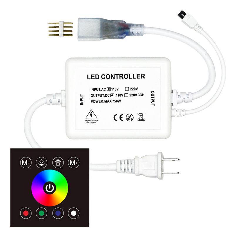 AC110V/220V 750W, 86 Type 8 Keys Glass Touch Color Ring Wireless Remote Control Panel, RGB touch controller